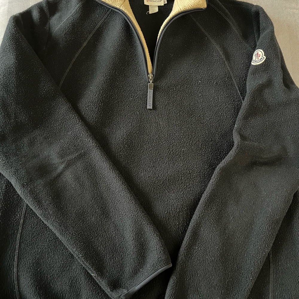 Men's Black Moncler Polar Fleece Zip Sweater - Picture 1 of 6